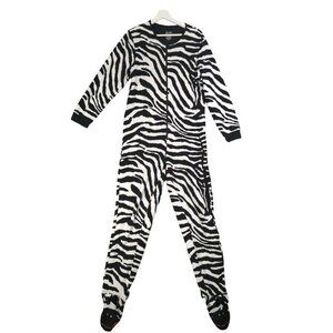 NICK & NORA PJ Zebra One Piece Pajama‎ Womens SZ S Sleep Animal Costume Furry